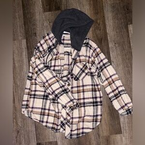 Maurice’s Shacket - purple, tan, gray with hood size L